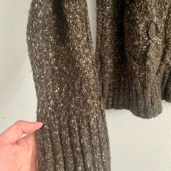Vintage LL Bean Brown Wool Blend Cable Knit Cardigan Sweater Women’s Size M - Picture 6 of 10